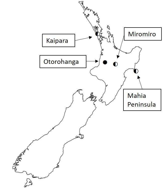 New Zealand field sites for monitoring