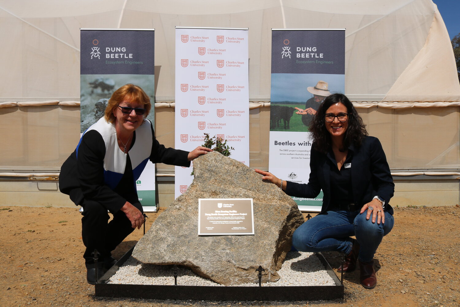 Professor Heather Cavanagh and Associate Professor Marta Hernadez-Jover with the plaque honouring George F Bornemissza